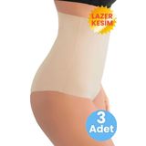 Uniquetrenders Kadın Lazer Kesim İnceltici Ve Toparlayıcı Yüksek Bel Slip Korse 3'Lü Set Ten 2XL-3XL
