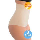 Uniquetrenders Kadın Lazer Kesim İnceltici Ve Toparlayıcı Yüksek Bel Slip Korse 3'Lü Set Ten L-XL