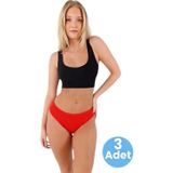 Uniquetrenders Kadın Pamuklu Penye Süprem Kumaş Bikini Külot Kadın Bikini Külot 3 Adet Kırmızı 2XL-3XL