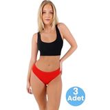 Uniquetrenders Kadın Pamuklu Penye Süprem Kumaş Bikini Külot Kadın Bikini Külot 3 Adet Kırmızı S-M