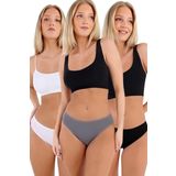 Uniquetrenders Kadın Pamuklu Penye Süprem Kumaş Bikini Külot Kadın Bikini Külot 3 Renk Beyaz - Gri - Siyah 2XL-3XL