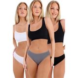 Uniquetrenders Kadın Pamuklu Penye Süprem Kumaş Bikini Külot Kadın Bikini Külot 3 Renk Beyaz - Gri - Siyah S-M