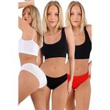 Uniquetrenders Kadın Pamuklu Penye Süprem Kumaş Bikini Külot Kadın Bikini Külot 3 Renk Beyaz - Siyah - Kırmızı S-M