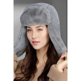 Uniquetrenders Kadın Peluş Kalpak Pilot Şapka Gri Standart