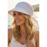 Uniquetrenders Kadın Safari Bağlamalı Siperli Bandana Plaj Şapkası - Standart - Beyaz