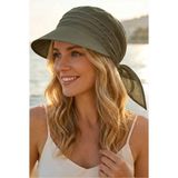 Uniquetrenders Kadın Safari Bağlamalı Siperli Bandana Plaj Şapkası - Standart - Haki