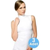 Uniquetrenders Kadın Sıfır Kollu Boğazlı Pamuklu Atlet 3'lü Set - Beyaz - XL