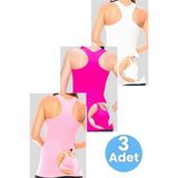 Uniquetrenders Kadın Sporcu Atlet Fitness Atlet Pilates Atlet Yoga Atlet 3 Renk Beyaz - Fuşya - Pembe Standart