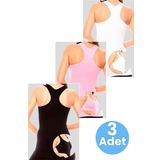 Uniquetrenders Kadın Sporcu Atlet Fitness Atlet Pilates Atlet Yoga Atlet 3 Renk Beyaz - Pembe - Siyah Standart