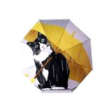 Uniquetrenders Kedi Desenli Canlı Lüx Renkli Baskılı Rüzgara Dayanıklı 8 Telli Katlanabilir Manuel Şemsiye Siyah - Sarı