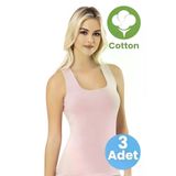 Uniquetrenders KT2583690-6014 Kadın 3'lü Geniş Askılı Atlet Kare Yaka Pamuklu Atlet