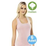 Uniquetrenders KT2583691-6014 Kadın 6'lı Geniş Askılı Atlet Kare Yaka Pamuklu Atlet