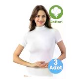 Uniquetrenders KT55522230-6228 Kadın 3'lü Kısa Kol Atlet Yarım Boğazlı Atlet T-Shirt