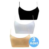 Uniquetrenders MA-0068 Kız Çocuk 3'lü Pedli Pamuklu Ince Askılı Büstiyer Günlük Alıştırma Sütyeni