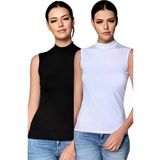 Uniquetrenders MAKT6236-4 Kadın Sıfır Kollu Boğazlı Pamuklu Atlet 2'li Set