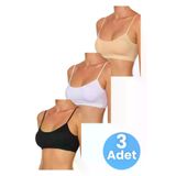 Uniquetrenders MAKT6312-3 Kadın İnce Askılı Pedli Büstiyer Yarım Atlet Sütyen 3'lü Set