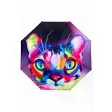 Uniquetrenders MRLX0012 Kedi Desenli Canlı Lüx Renkli Baskılı Rüzgara Dayanıklı 8 Telli Katlanabilir Manuel Şemsiye