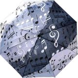 Uniquetrenders Müzik Notası Desenli Canlı Lüx Renkli Baskılı Rüzgara Dayanıklı 8 Telli Katlanabilir Manuel Şemsiye Gri