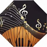 Uniquetrenders Müzik Notası Desenli Canlı Lüx Renkli Baskılı Rüzgara Dayanıklı 8 Telli Katlanabilir Manuel Şemsiye Siyah