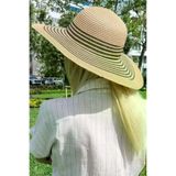 Uniquetrenders PRH002049556 Kadın Geniş Kenarlı Çizgili Hasır Yazlık Plaj Şapkası