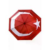 Uniquetrenders Türk Bayrağı Desenli Canlı Lüx Renkli Baskılı Rüzgara Dayanıklı 8 Telli Katlanabilir Manuel Şemsiye MRLX0024