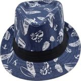 Uniquetrenders Unisex Çocuk 8 12 Yaş Hasır Fötr Şapka Lacivert