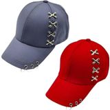 Uniquetrenders Unisex Punk Master Baseball Kep Şapka 2'Li Set Kırmızı - Füme