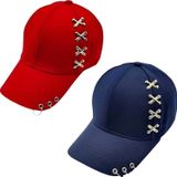 Uniquetrenders Unisex Punk Master Baseball Kep Şapka 2'Li Set Kırmızı - Lacivert