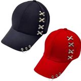 Uniquetrenders Unisex Punk Master Baseball Kep Şapka 2'Li Set Kırmızı - Siyah