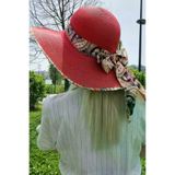 Uniquetrenders YCY109894354 Kadın Geniş Kenarlı Paisley Fular Detaylı Hasır Plaj Şapkası