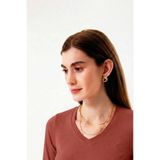 UNIQVIBE Organik Pamuk Kiremit Kadın Uzun Kollu V Yaka Bluz
