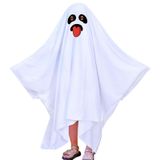 Üniseks Küçük Çocuk Erkek Kız Cadılar Bayramı Komik Yüz Kostümü Kapüşonlu Panço Pelerin Cosplay 3 9 Yaş Çocuk, Beyaz, 3-5 Yaş