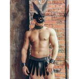 Uniseks Suni Deri Roma Gladyatör Etek Seti, Siyah, Korsan Dekorlu Tavşan Maske, Gotik Savaşçı Cosplay Festival Kostümü, Yetişkin, Ayarlanabilir Boyut