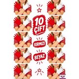 Unisex 10 Çift Çocuk Bando & Pandomim & Tören & Gösteri & Merasim Eldiveni & 23 Nisan & 19 Mayıs - 6 - 9 Yaş - Kırmızı - Beyaz