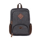 Unisex 14 İnç Laptop Bölmeli Su Geçirmez Kanvas Sırt Çantası, Siyah