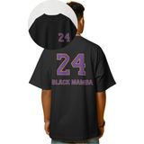 Unisex 24 Black Mamba Kobe Sırt Baskılı Tişört, Oversize Basketbol Temalı T-Shirt - 2XL - Siyah