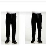 Unisex 2li Çocuk Rahat Kalıp Ribana Bel Canvas Keten Okul Pantolonu 2 Adet - Siyah - 10 Yaş