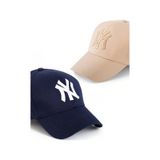 Unisex 2'li Set Lacivert ve Bej Renk Ny New York Beyzbol Şapka - Unisex Lacivert - Bej