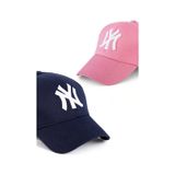 Unisex 2'li Set Lacivert ve Pembe Ny New York Beyzbol Şapka - Unisex Lacivert - Pembe