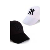 Unisex 2'li Set Siyah ve Beyaz Ny New York Beyzbol Şapka - Unisex Siyah - Beyaz