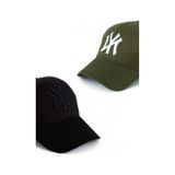 Unisex 2'li Set Siyah ve Haki Renk Ny New York Beyzbol Şapka - Unisex Siyah - Haki