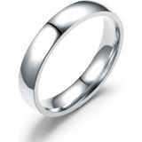 Unisex 4mm İnce Bombeli Erkek Kadın Çelik Alyans Yüzük cl18 - Beyaz - 17