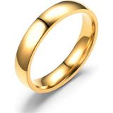 Unisex 4mm İnce Bombeli Erkek Kadın Çelik Alyans Yüzük cl18 - Sarı - 23