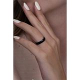 Unisex 4mm İnce Bombeli Erkek Kadın Çelik Alyans Yüzük cl18 - Siyah - 17