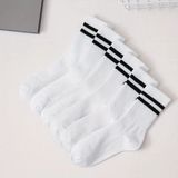 Unisex 5 Çift Premium Kalite Yüksek Pamuklu Kolej Çorap - 36 - 42 - Beyaz