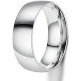 Unisex 8mm Geniş Bombeli Erkek Kadın Çelik Alyans Yüzük cl19 - Beyaz - 20