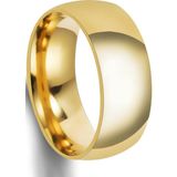 Unisex 8mm Geniş Bombeli Erkek Kadın Çelik Alyans Yüzük cl19 - Sarı - 20