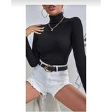 Unisex Açık Mavi Pamuklu Kumaş Balıkçı Yaka Kaşkorse Şardonlu Slimfit Boğazlı Kazak - Siyah