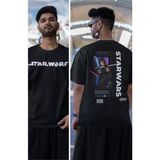 Unisex Anakin Sırt Baskılı Tişört, Oversize Star Wars Yazılı T-Shirt - M - Siyah