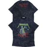 Unisex And Justice For All Ense Yazılı Yıkamalı T-Shirt, Oversize Rock Band Metallica Temalı Tişört - Siyah - 2XL